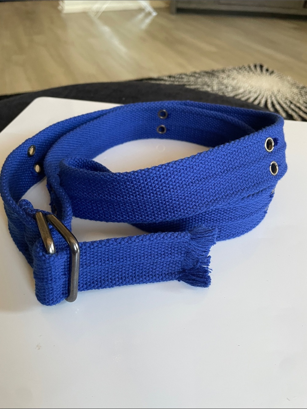 Men's Royal Blue Canvas Belt with Metal Buckle